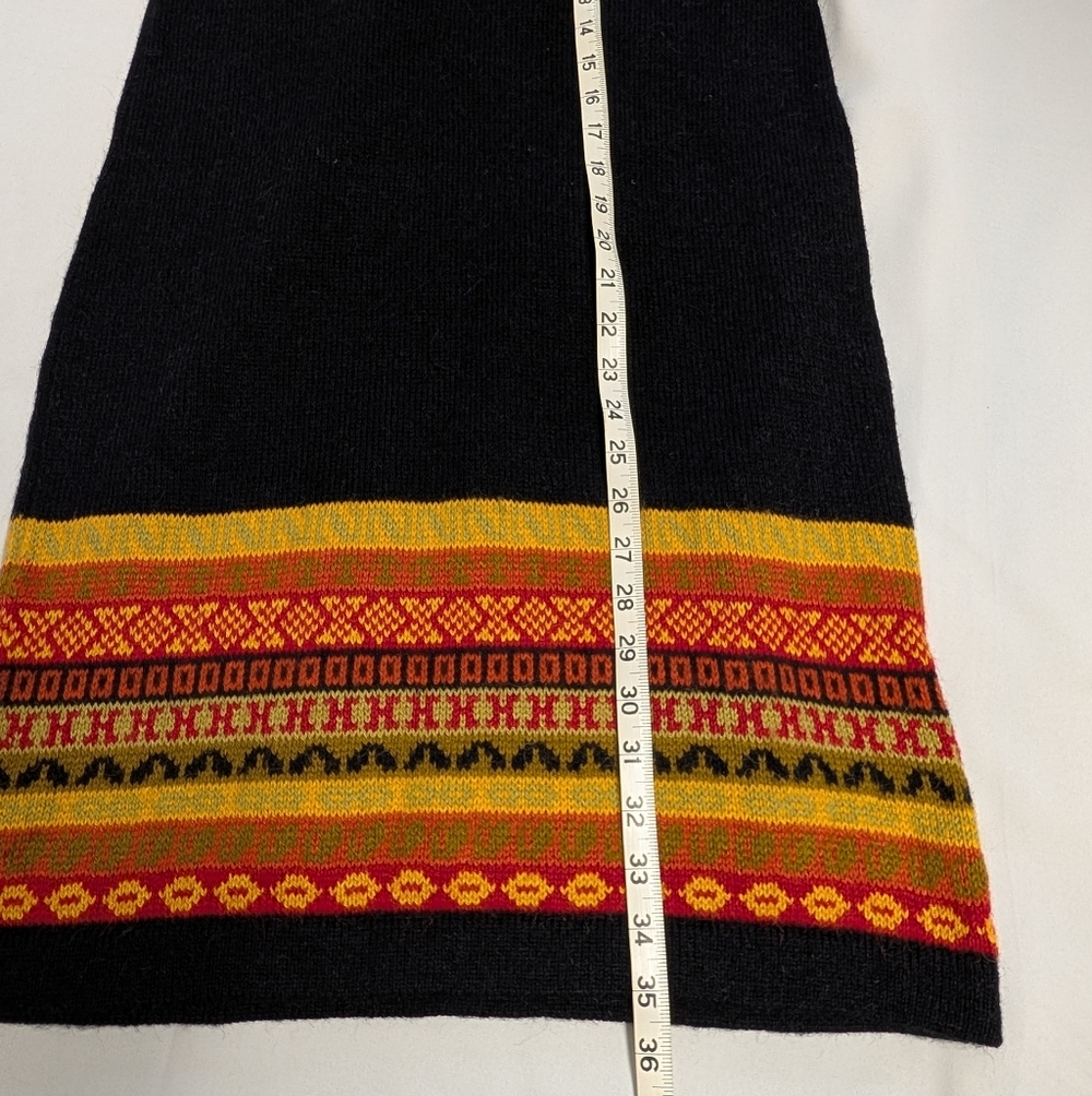 Peruvian Alpaca Black Fringe Poncho Sweater And Matching Maxi Skirt - Picture 14 of 16